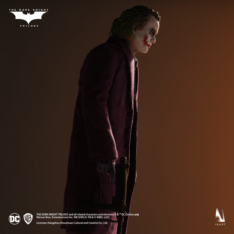 Figure of The Joker with detailed facial features and unpredictable demeanor