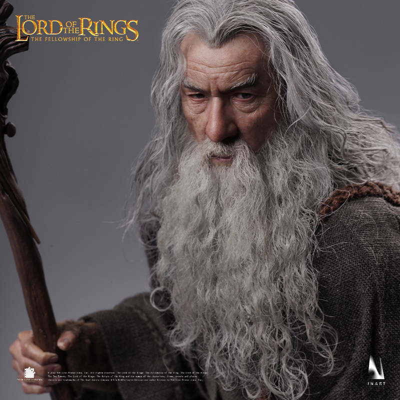 Gandalf The Grey figure with authentic robe and staff