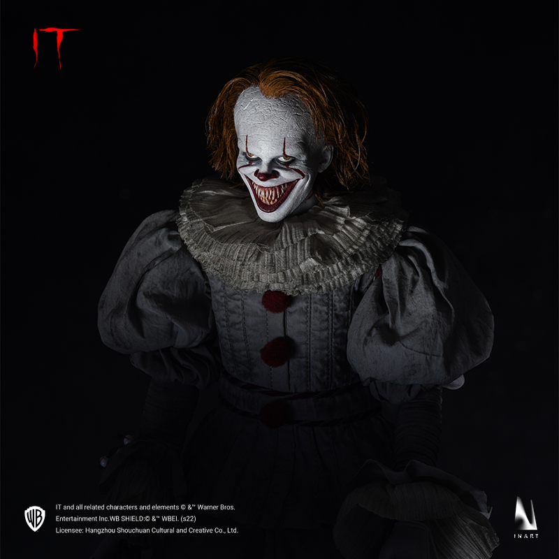 Pennywise figure in a haunting pose, ready to scare